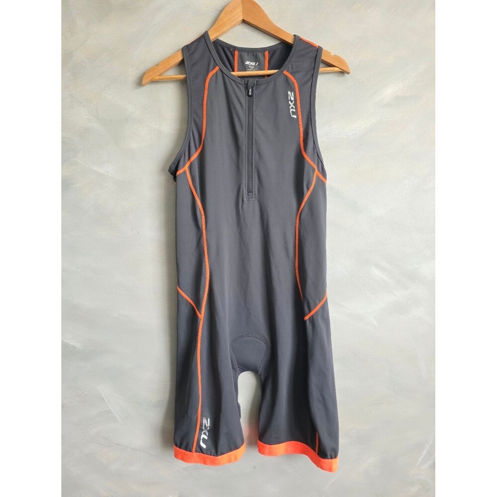 2XU Active Trisuit One Piece Triathlon Suit Womens XL Orange Gray
